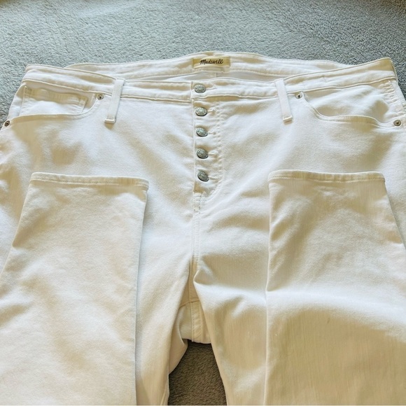 Madewell White Curvy High-Rise Skinny Crop Button-Front Jeans Women's 37P - Picture 6 of 15